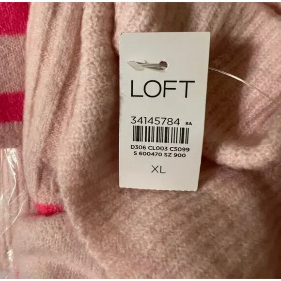 NWT LOFT Pink & Fuchsia Stripe Cowl Neck Tunic Sweater - Picture 5 of 7
